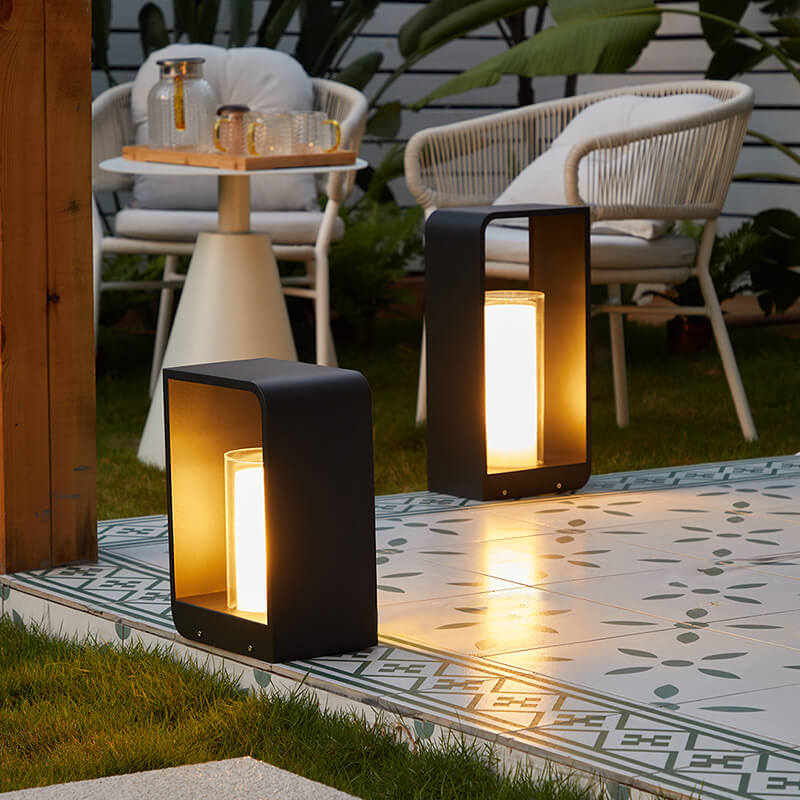 Modern Square Outdoor LED Light, Minimalist Solar Powered Waterproof Garden Light, Outdoor Wall Lamp for Patio, Driveway and Pathway
