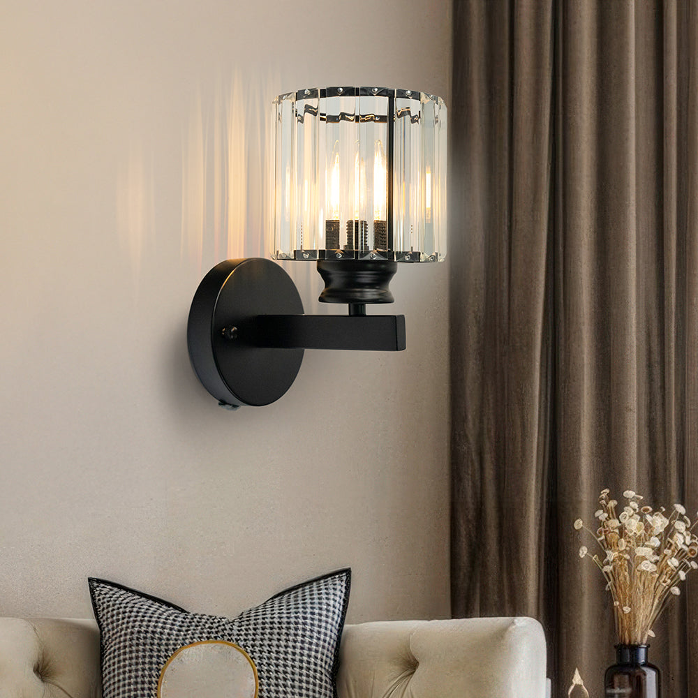 Crystal Wall Light, Minimalist Cut Crystal and Iron Wall Sconce, Concealed Fitting Wall Light for Living Room, Bedroom and Hallway