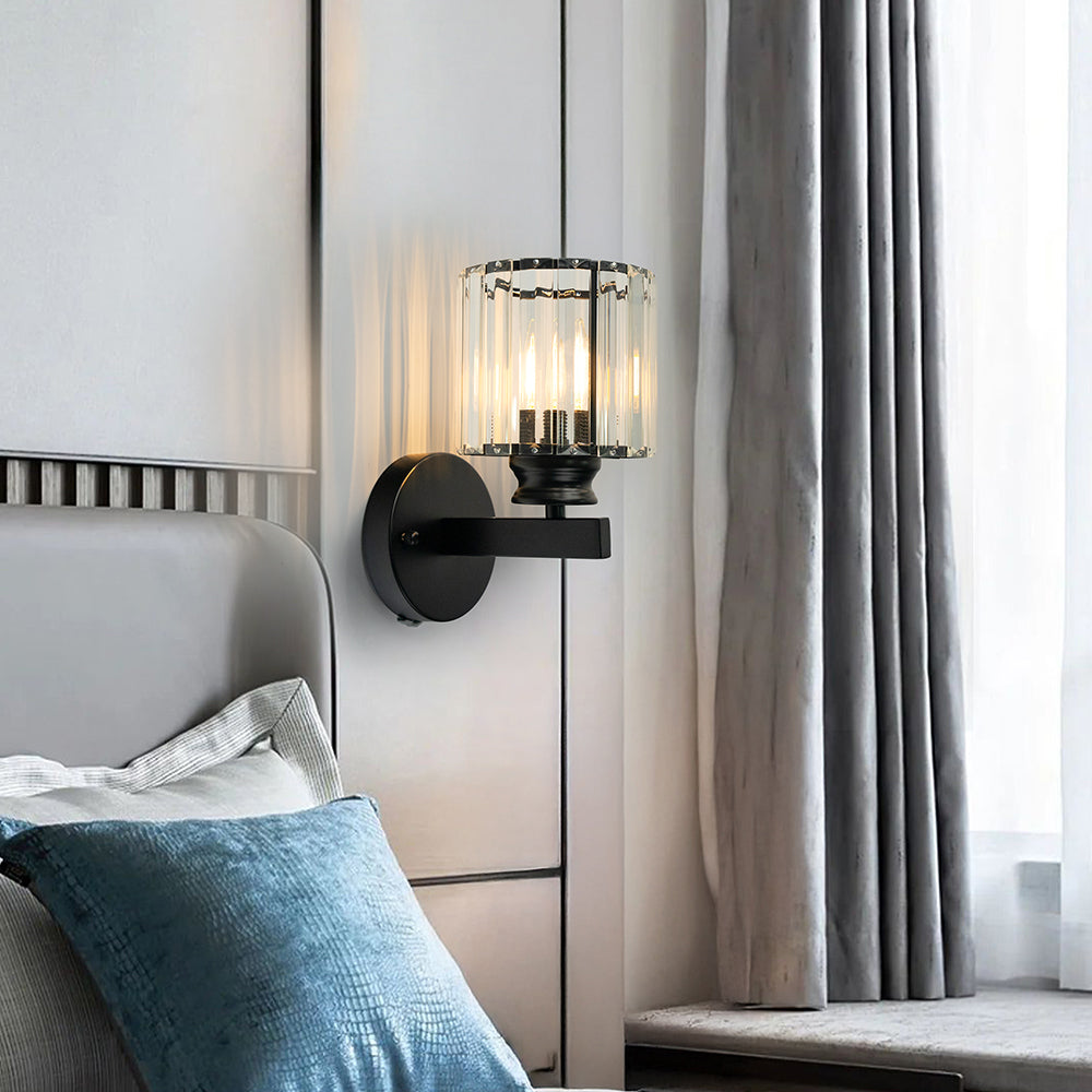 Crystal Wall Light, Minimalist Cut Crystal and Iron Wall Sconce, Concealed Fitting Wall Light for Living Room, Bedroom and Hallway
