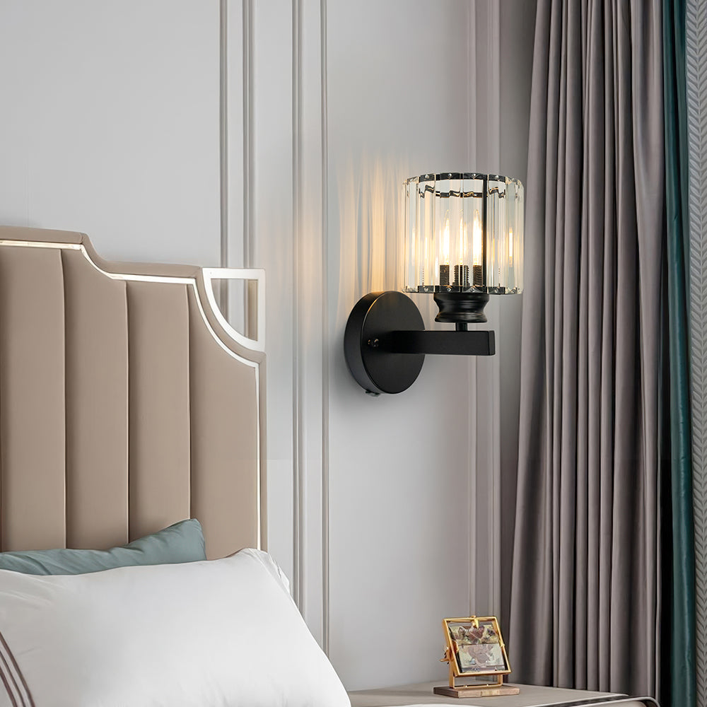 Crystal Wall Light, Minimalist Cut Crystal and Iron Wall Sconce, Concealed Fitting Wall Light for Living Room, Bedroom and Hallway