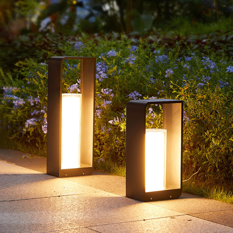 Modern Square Outdoor LED Light, Minimalist Solar Powered Waterproof Garden Light, Outdoor Wall Lamp for Patio, Driveway and Pathway