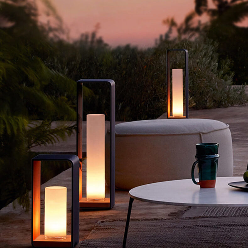 Modern Square Outdoor LED Light, Minimalist Solar Powered Waterproof Garden Light, Outdoor Wall Lamp for Patio, Driveway and Pathway