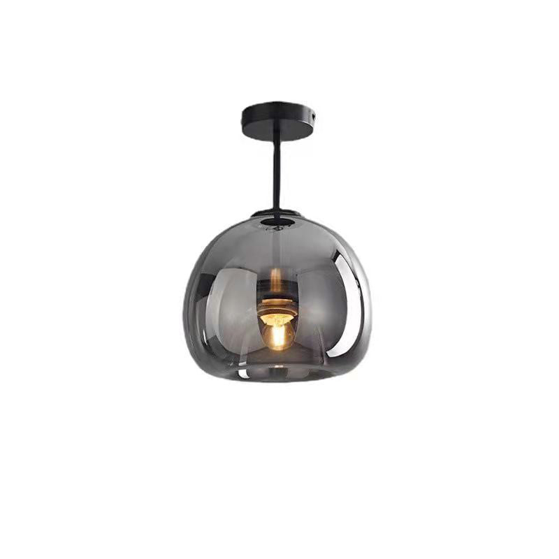 Nordic Glass Ball Ceiling Light, Scandinavian Opal Glass Semi Flush Mount Lamp for Living Room, Bedroom, Hallway and Landing