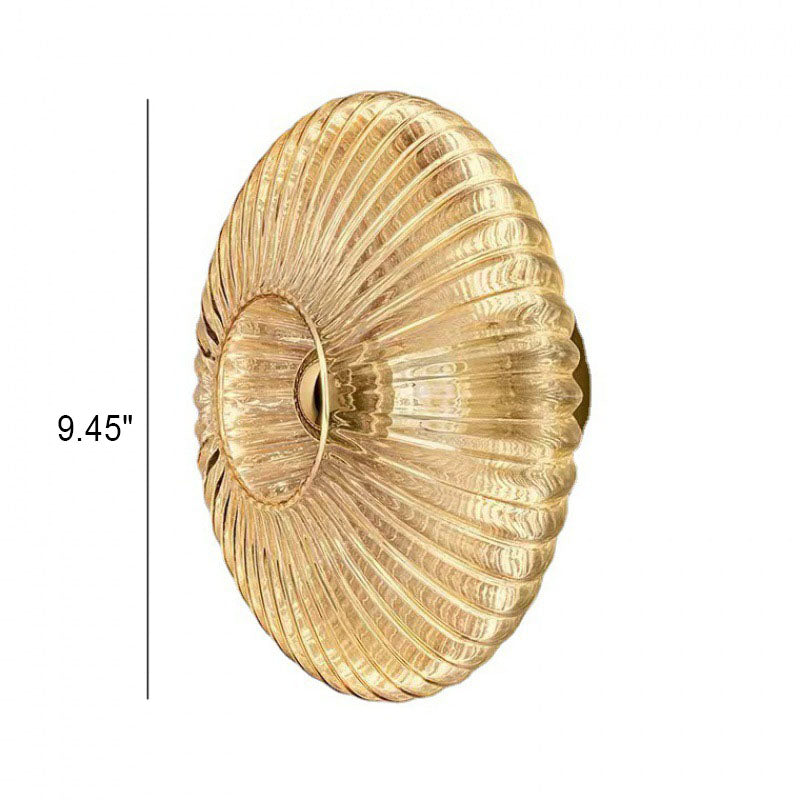Nordic Vintage Glass Wall Sconce, Scandinavian Ribbed Glass Disc Wall Light for Living Room, Bedroom and Hallway