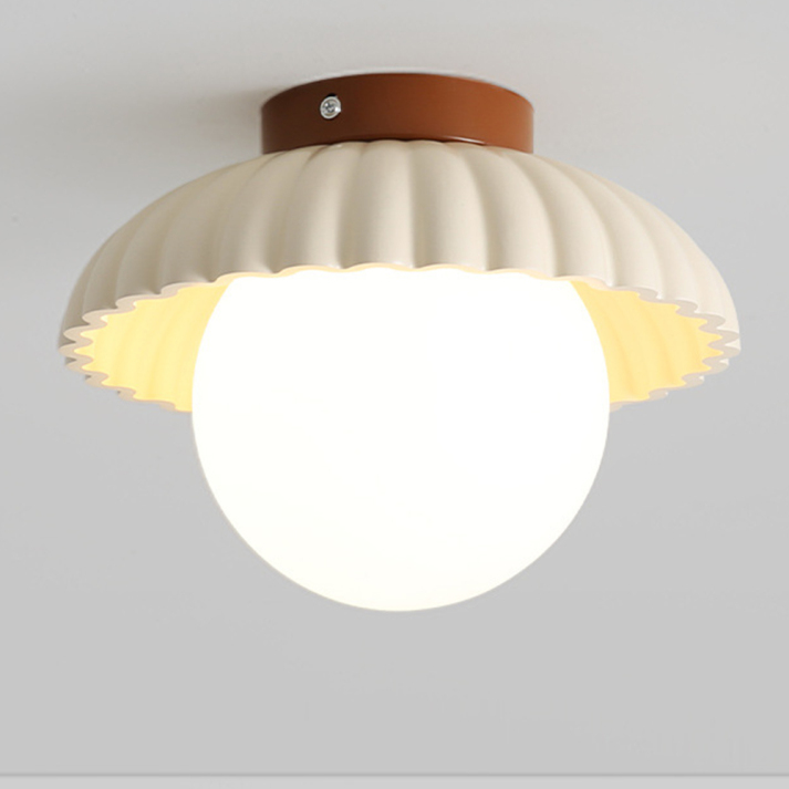 Iron Hallway Ceiling Light, Minimalist Glass and Brushed Metal Flush Mount Lamp for Entryway, Hallway and Landing