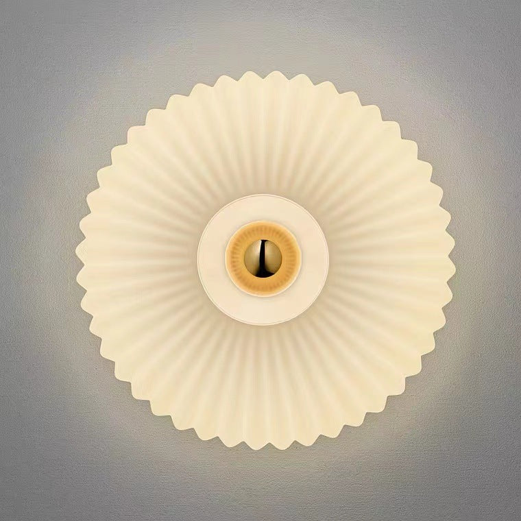 Nordic Vintage Glass Wall Sconce, Scandinavian Ribbed Glass Disc Wall Light for Living Room, Bedroom and Hallway
