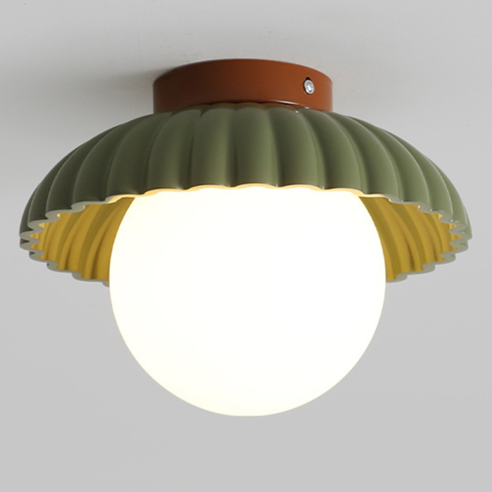 Iron Hallway Ceiling Light, Minimalist Glass and Brushed Metal Flush Mount Lamp for Entryway, Hallway and Landing