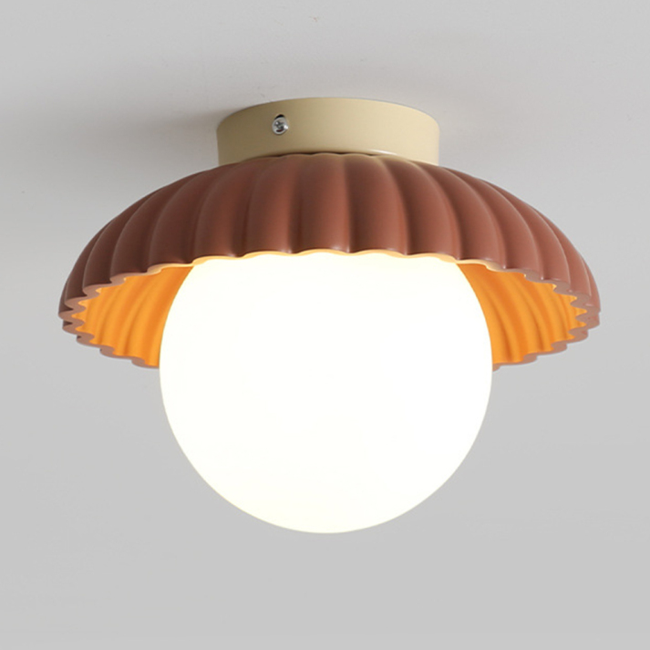 Iron Hallway Ceiling Light, Minimalist Glass and Brushed Metal Flush Mount Lamp for Entryway, Hallway and Landing