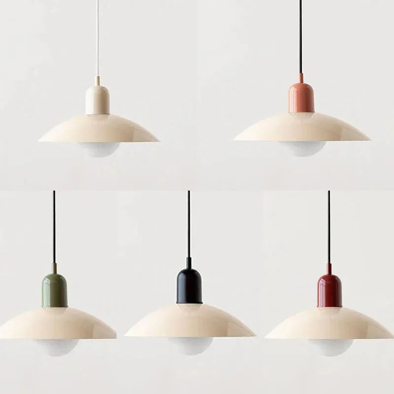 Macaron Bauhaus Pendant Light, Minimalist Powder Coated Geometric Hanging Lamp for Kitchen Island, Dining Room and Open Plan Spaces