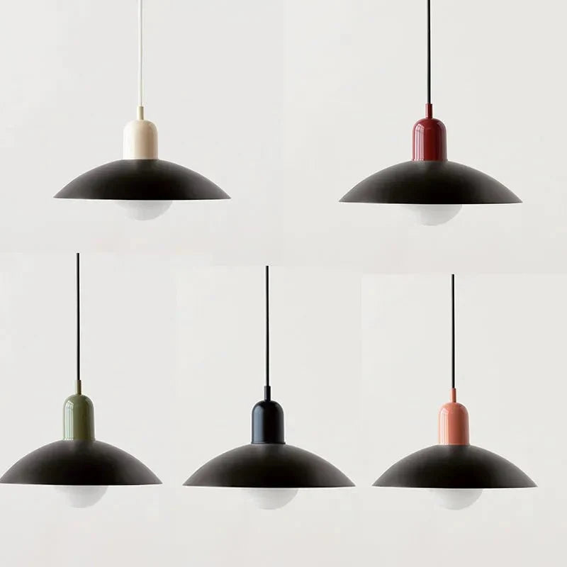 Macaron Bauhaus Pendant Light, Minimalist Powder Coated Geometric Hanging Lamp for Kitchen Island, Dining Room and Open Plan Spaces