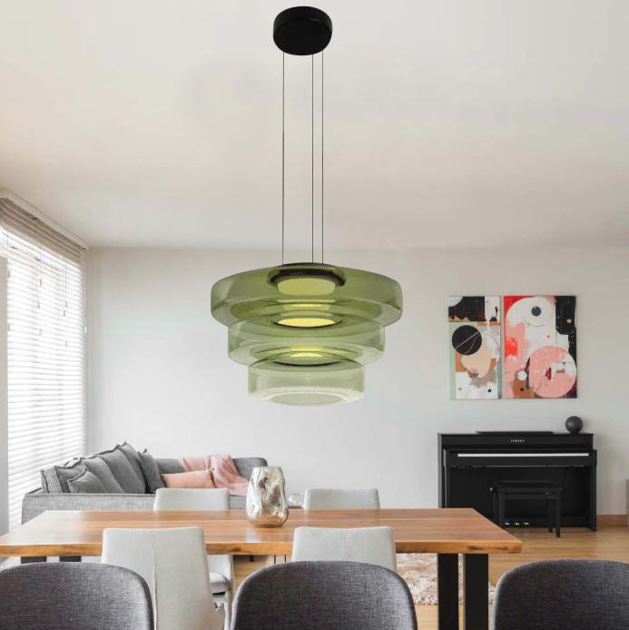 Glass Pendant Lamp, Contemporary Bauhaus Style Glass Ceiling Light, Hanging Lamp for Dining Room, Living Room and Bedroom