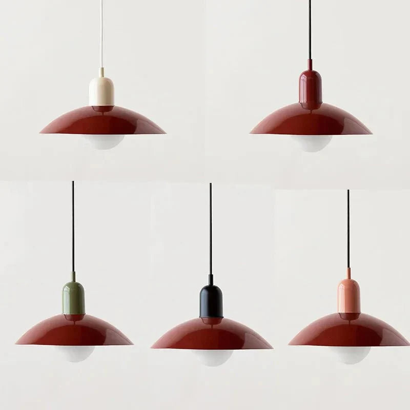 Macaron Bauhaus Pendant Light, Minimalist Powder Coated Geometric Hanging Lamp for Kitchen Island, Dining Room and Open Plan Spaces