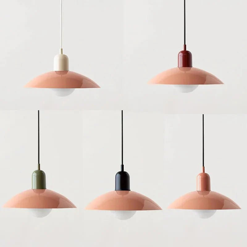 Macaron Bauhaus Pendant Light, Minimalist Powder Coated Geometric Hanging Lamp for Kitchen Island, Dining Room and Open Plan Spaces