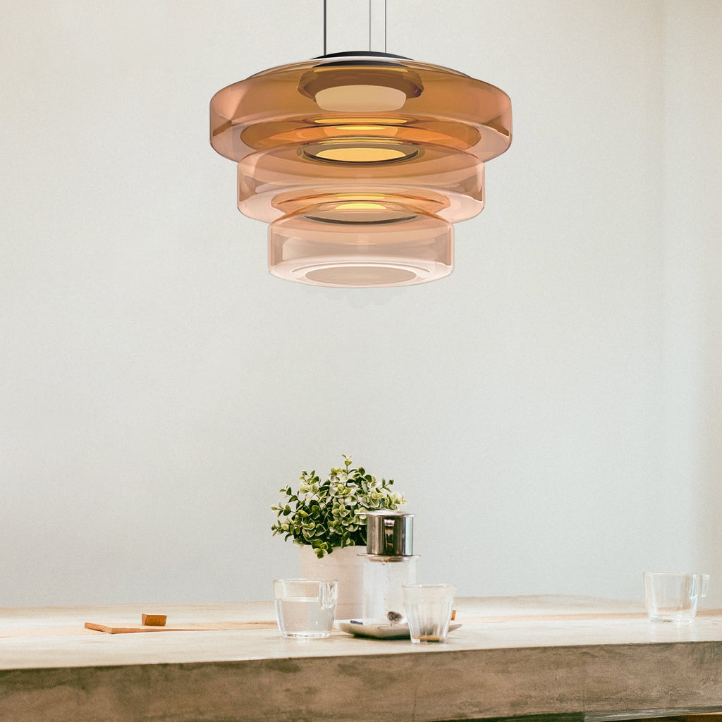 Glass Pendant Lamp, Contemporary Bauhaus Style Glass Ceiling Light, Hanging Lamp for Dining Room, Living Room and Bedroom