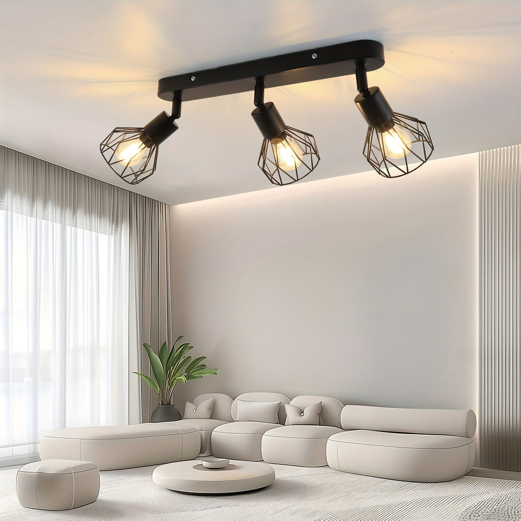 Vintage 3 Light Ceiling Spotlight, Industrial Brushed Metal Adjustable Ceiling Bar Light for Kitchen, Hallway and Living Room