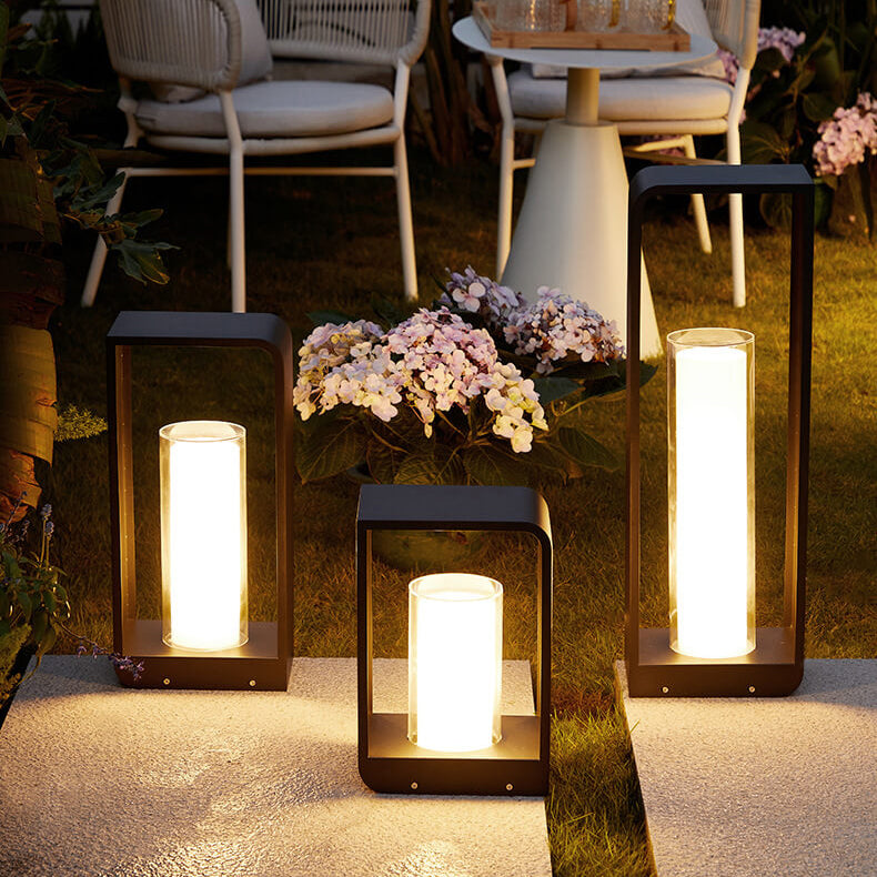 Modern Square Outdoor LED Light, Minimalist Solar Powered Waterproof Garden Light, Outdoor Wall Lamp for Patio, Driveway and Pathway