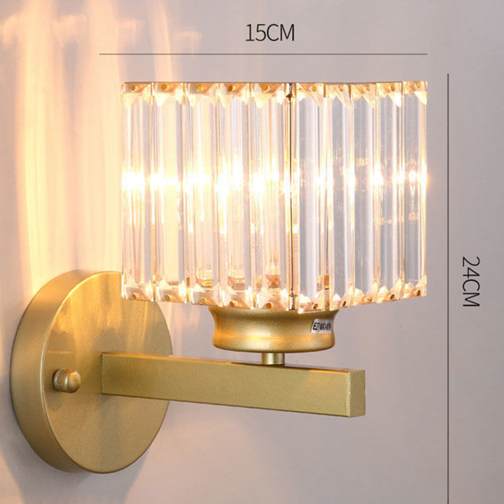 Crystal Wall Light, Minimalist Cut Crystal and Iron Wall Sconce, Concealed Fitting Wall Light for Living Room, Bedroom and Hallway