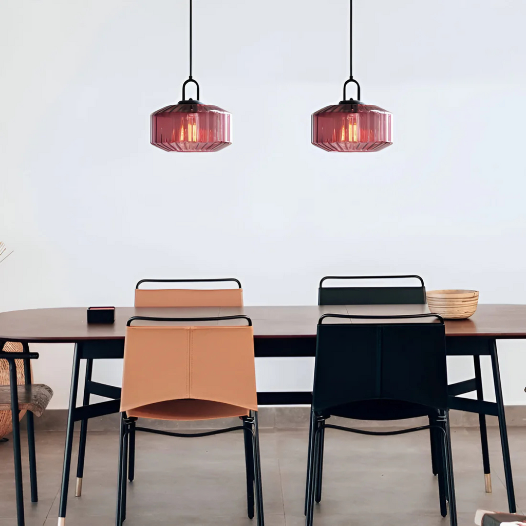 Mireta Glass Pendant Light, Vintage Coloured Glass Ceiling Light, Retro Hanging Lamp for Dining Room, Living Room and Bedroom