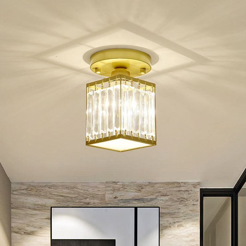 Crystal Foyer Ceiling Light, Minimalist Layered Crystal Semi Flush Lamp for Entryway, Hallway, Stairwell and Landing