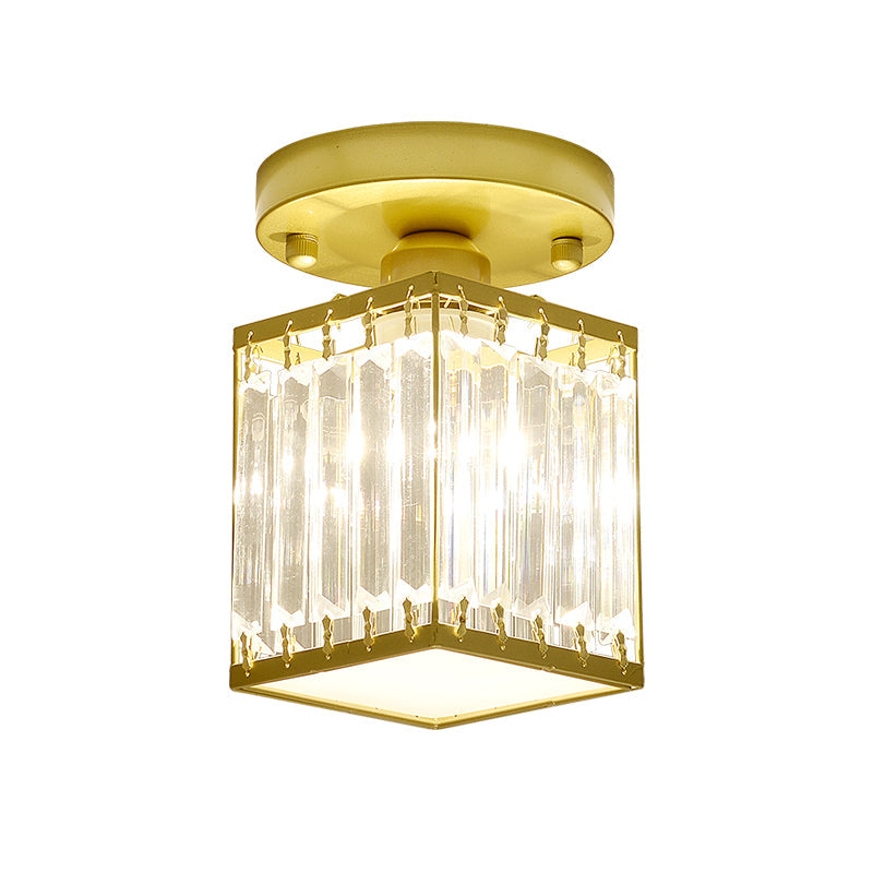 Crystal Foyer Ceiling Light, Minimalist Layered Crystal Semi Flush Lamp for Entryway, Hallway, Stairwell and Landing