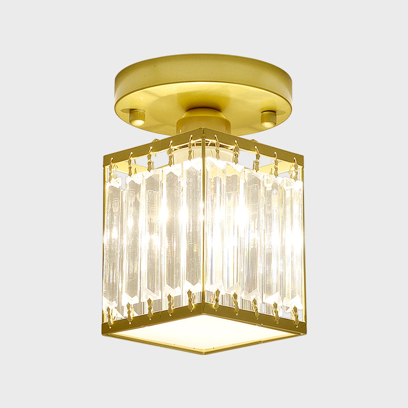Crystal Foyer Ceiling Light, Minimalist Layered Crystal Semi Flush Lamp for Entryway, Hallway, Stairwell and Landing