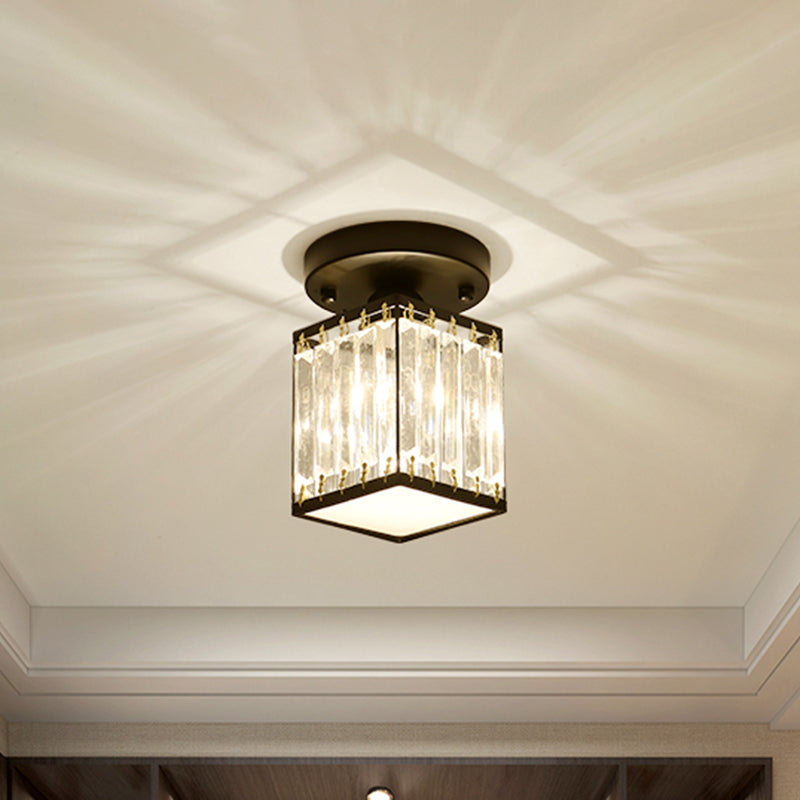 Crystal Foyer Ceiling Light, Minimalist Layered Crystal Semi Flush Lamp for Entryway, Hallway, Stairwell and Landing
