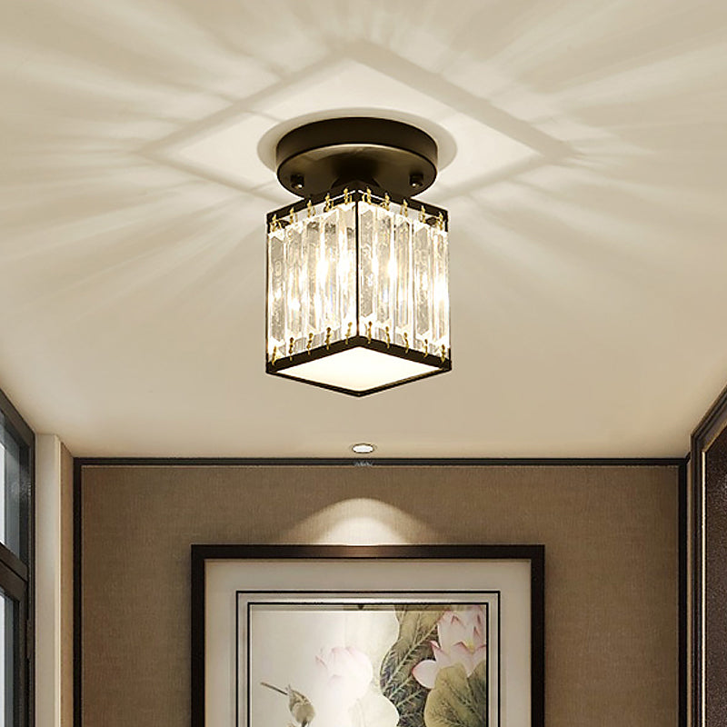 Crystal Foyer Ceiling Light, Minimalist Layered Crystal Semi Flush Lamp for Entryway, Hallway, Stairwell and Landing