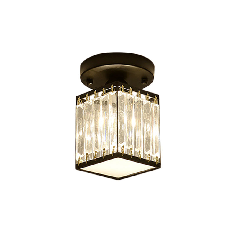 Crystal Foyer Ceiling Light, Minimalist Layered Crystal Semi Flush Lamp for Entryway, Hallway, Stairwell and Landing