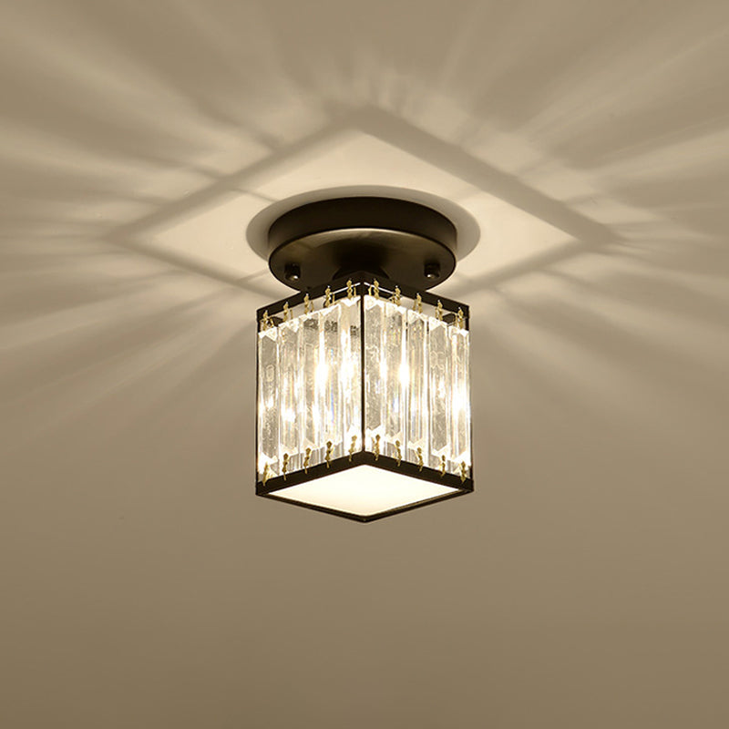 Crystal Foyer Ceiling Light, Minimalist Layered Crystal Semi Flush Lamp for Entryway, Hallway, Stairwell and Landing