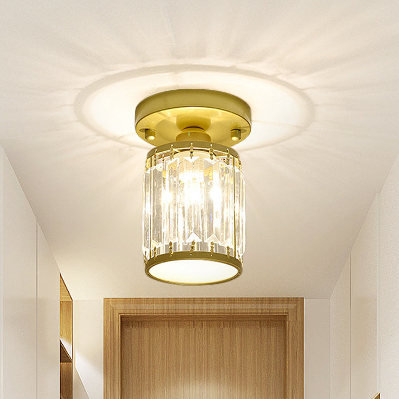 Crystal Foyer Ceiling Light, Minimalist Layered Crystal Semi Flush Lamp for Entryway, Hallway, Stairwell and Landing