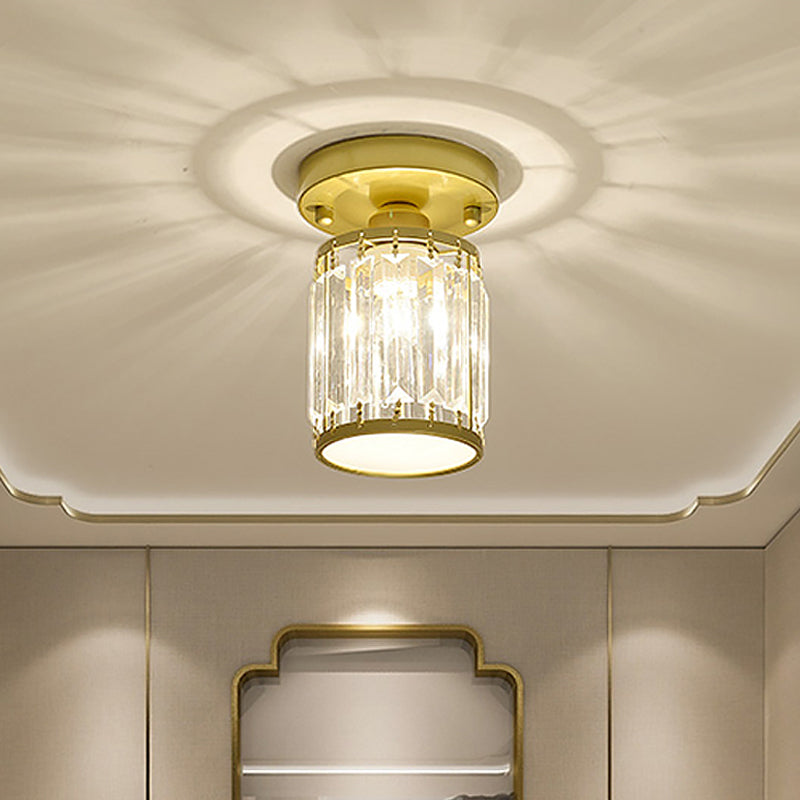 Crystal Foyer Ceiling Light, Minimalist Layered Crystal Semi Flush Lamp for Entryway, Hallway, Stairwell and Landing