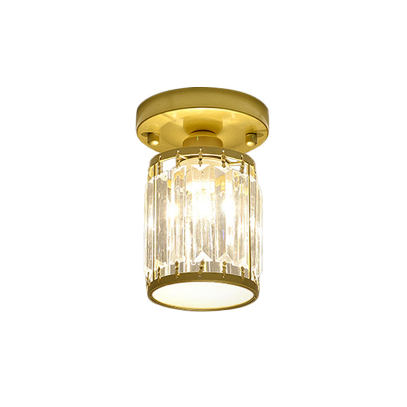 Crystal Foyer Ceiling Light, Minimalist Layered Crystal Semi Flush Lamp for Entryway, Hallway, Stairwell and Landing