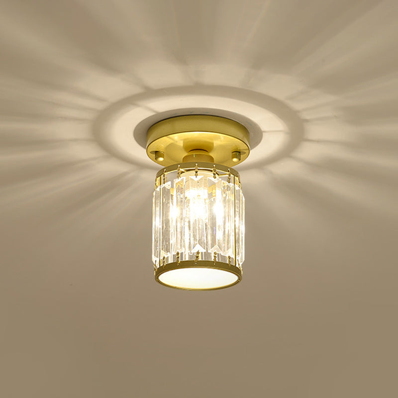 Crystal Foyer Ceiling Light, Minimalist Layered Crystal Semi Flush Lamp for Entryway, Hallway, Stairwell and Landing