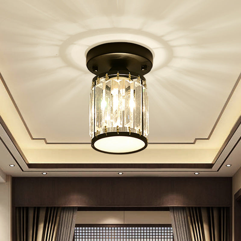 Crystal Foyer Ceiling Light, Minimalist Layered Crystal Semi Flush Lamp for Entryway, Hallway, Stairwell and Landing