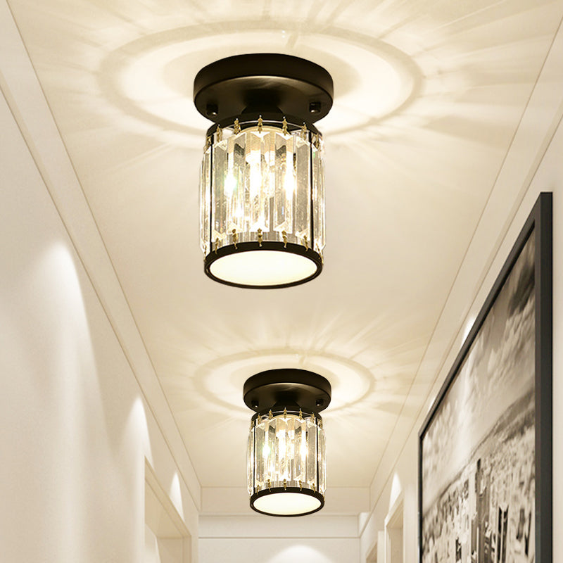 Crystal Foyer Ceiling Light, Minimalist Layered Crystal Semi Flush Lamp for Entryway, Hallway, Stairwell and Landing