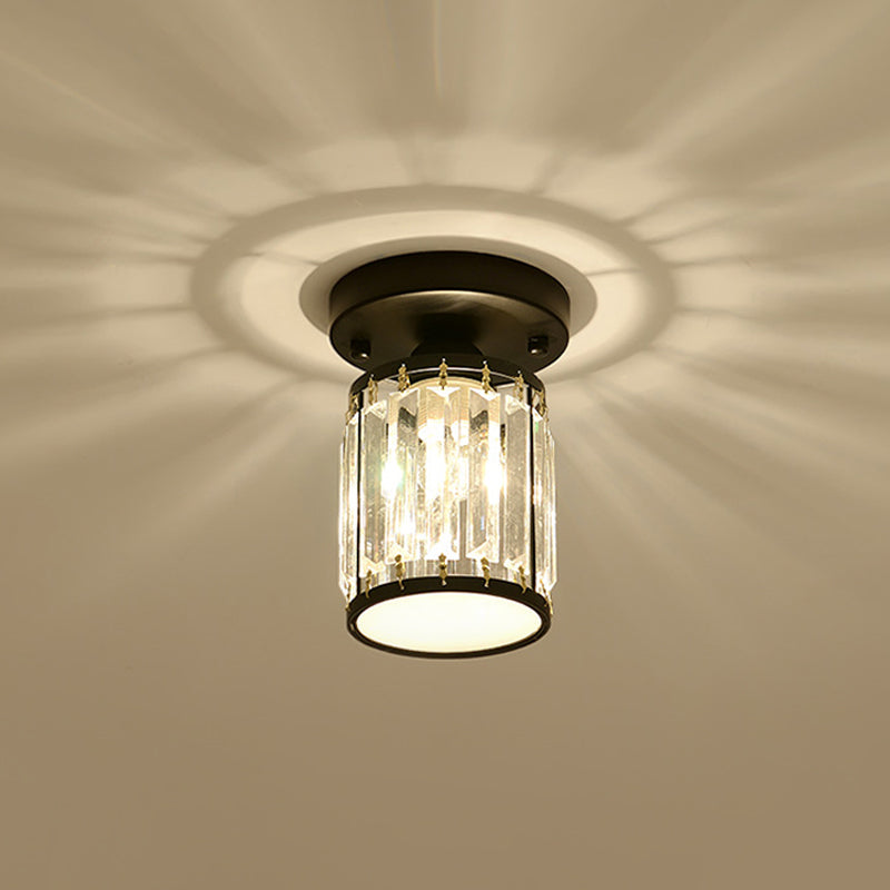 Crystal Foyer Ceiling Light, Minimalist Layered Crystal Semi Flush Lamp for Entryway, Hallway, Stairwell and Landing
