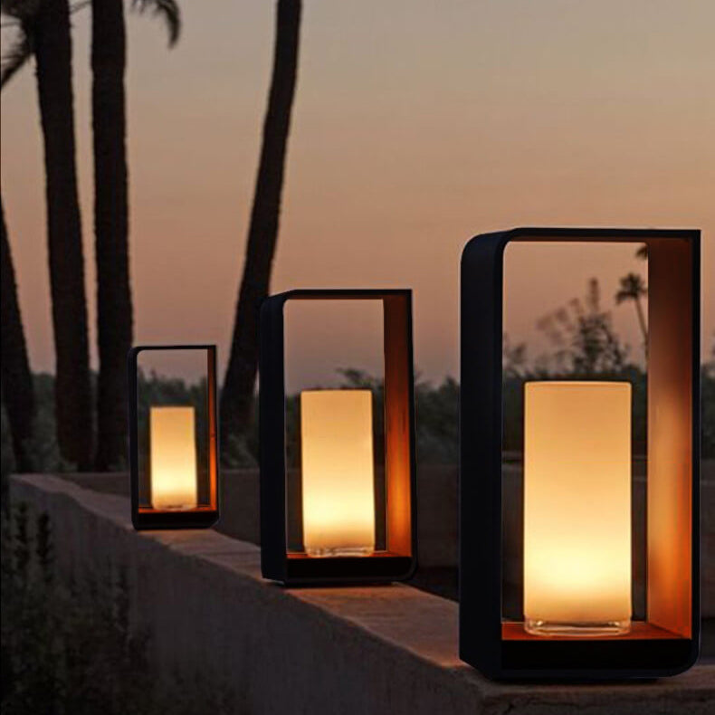 Modern Square Outdoor LED Light, Minimalist Solar Powered Waterproof Garden Light, Outdoor Wall Lamp for Patio, Driveway and Pathway