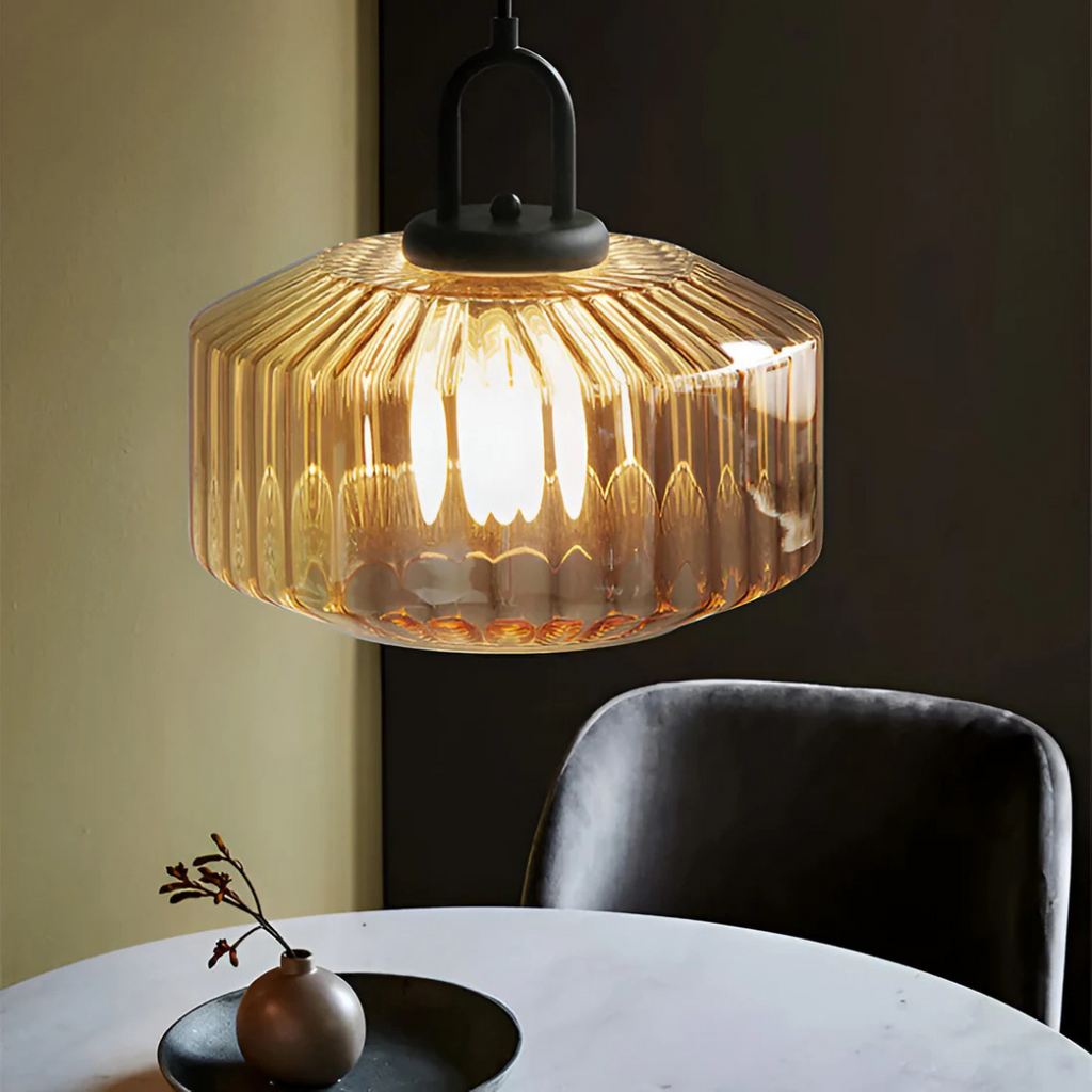 Mireta Glass Pendant Light, Vintage Coloured Glass Ceiling Light, Retro Hanging Lamp for Dining Room, Living Room and Bedroom