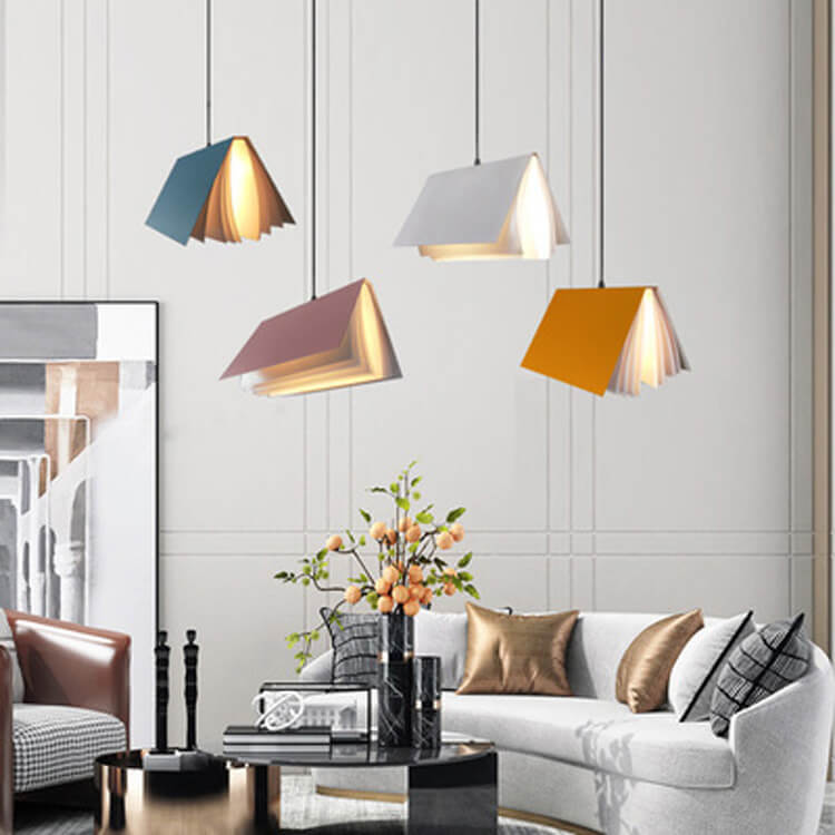 Flying Book Pendant Light, Minimalist Open Book Ceiling Light, Sculptural Hanging Lamp for Dining Room, Living Room and Hallway