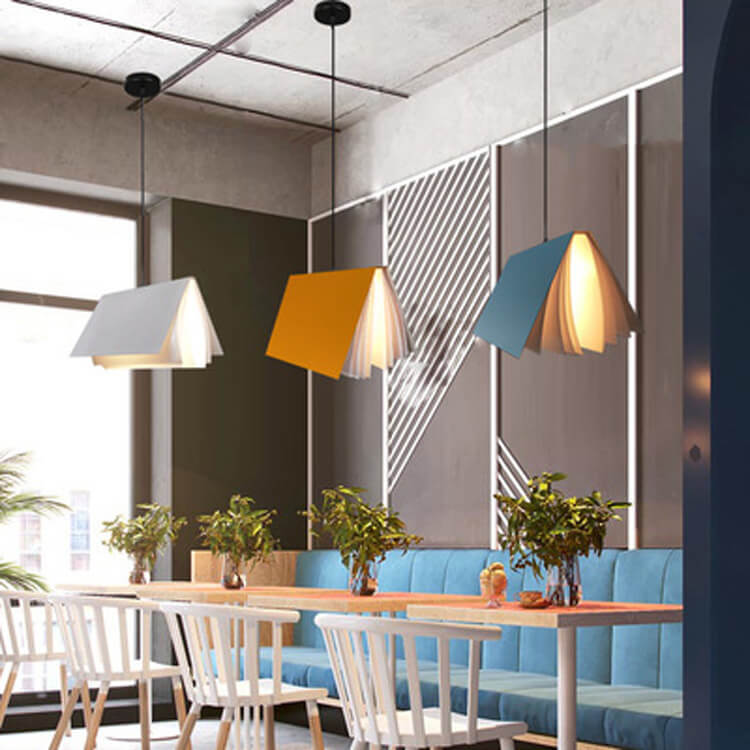 Flying Book Pendant Light, Minimalist Open Book Ceiling Light, Sculptural Hanging Lamp for Dining Room, Living Room and Hallway