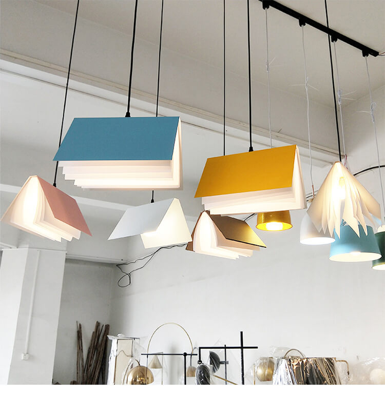 Flying Book Pendant Light, Minimalist Open Book Ceiling Light, Sculptural Hanging Lamp for Dining Room, Living Room and Hallway