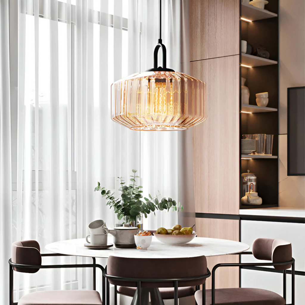 Mireta Glass Pendant Light, Vintage Coloured Glass Ceiling Light, Retro Hanging Lamp for Dining Room, Living Room and Bedroom