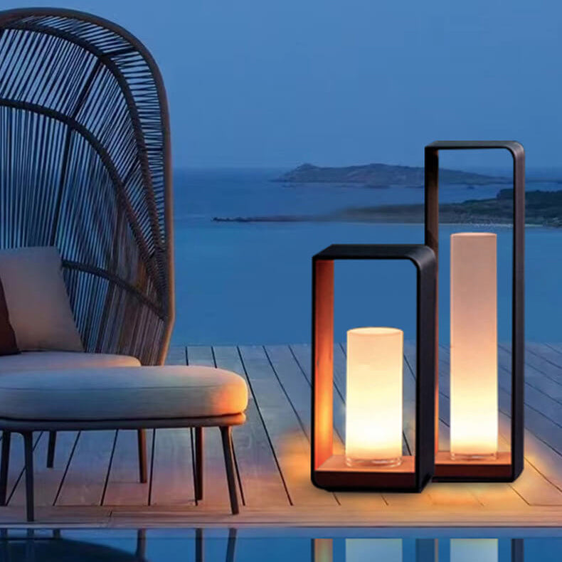 Modern Square Outdoor LED Light, Minimalist Solar Powered Waterproof Garden Light, Outdoor Wall Lamp for Patio, Driveway and Pathway