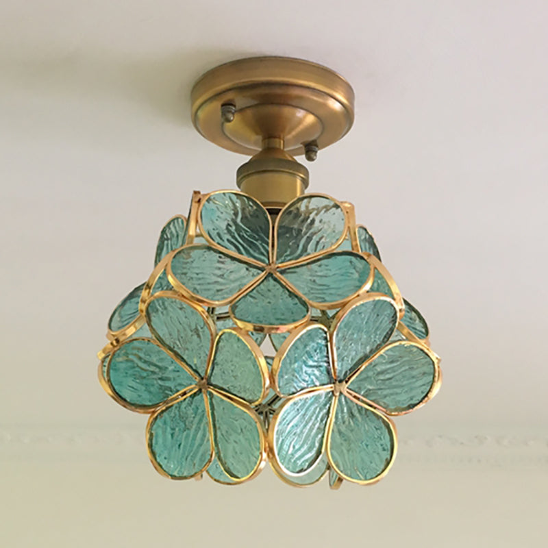 Retro Flower Ceiling Light, Vintage Layered Petal Ceiling Lamp in Durable Rubber for Bedroom, Hallway and Living Room