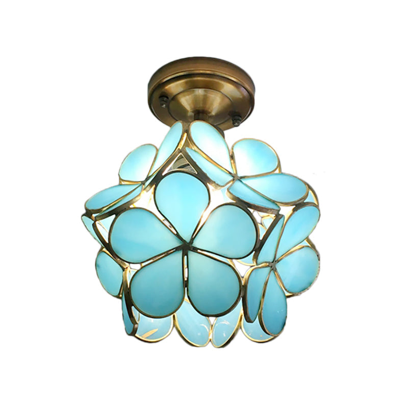 Retro Flower Ceiling Light, Vintage Layered Petal Ceiling Lamp in Durable Rubber for Bedroom, Hallway and Living Room