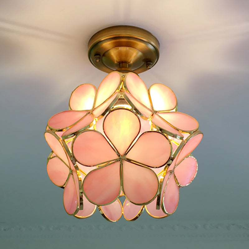 Retro Flower Ceiling Light, Vintage Layered Petal Ceiling Lamp in Durable Rubber for Bedroom, Hallway and Living Room