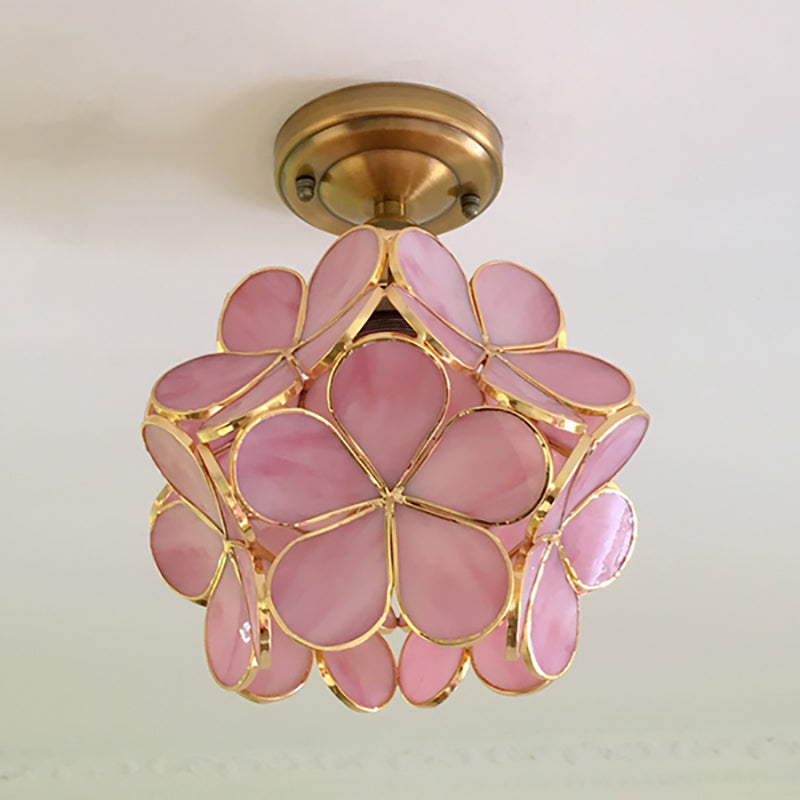 Retro Flower Ceiling Light, Vintage Layered Petal Ceiling Lamp in Durable Rubber for Bedroom, Hallway and Living Room