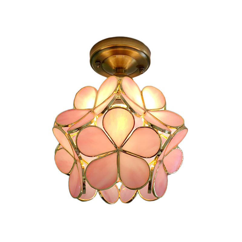 Retro Flower Ceiling Light, Vintage Layered Petal Ceiling Lamp in Durable Rubber for Bedroom, Hallway and Living Room