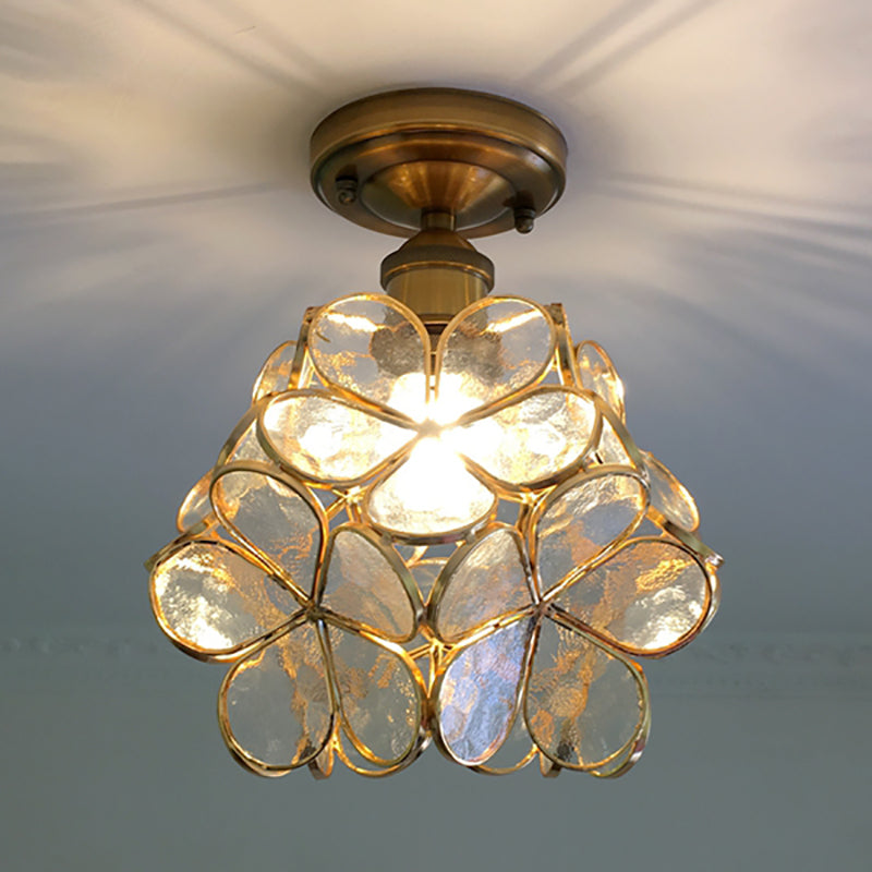 Retro Flower Ceiling Light, Vintage Layered Petal Ceiling Lamp in Durable Rubber for Bedroom, Hallway and Living Room
