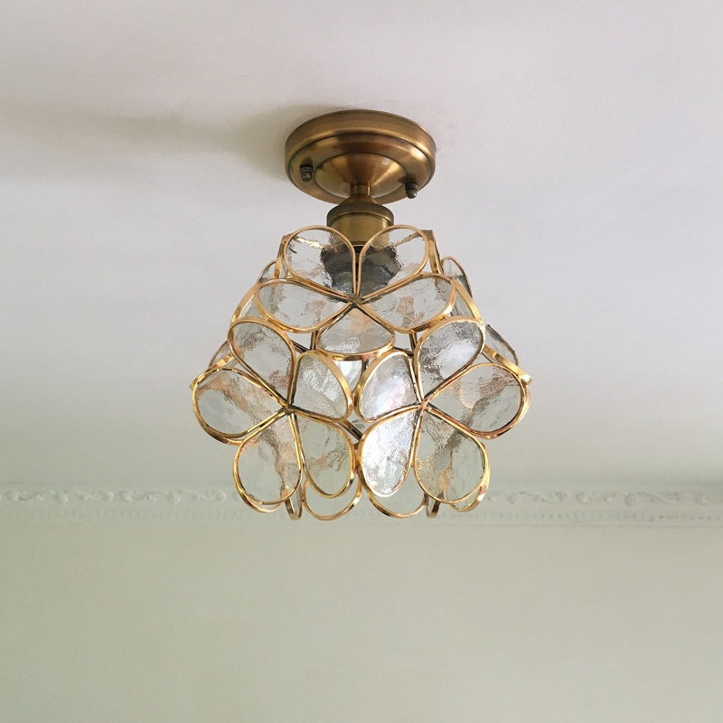 Retro Flower Ceiling Light, Vintage Layered Petal Ceiling Lamp in Durable Rubber for Bedroom, Hallway and Living Room